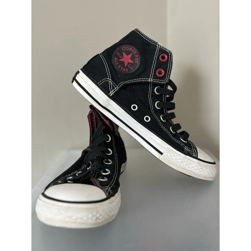 Converse Chuck Taylor All Star Shoes Youth Size 3 Black Red High Top Sneakers